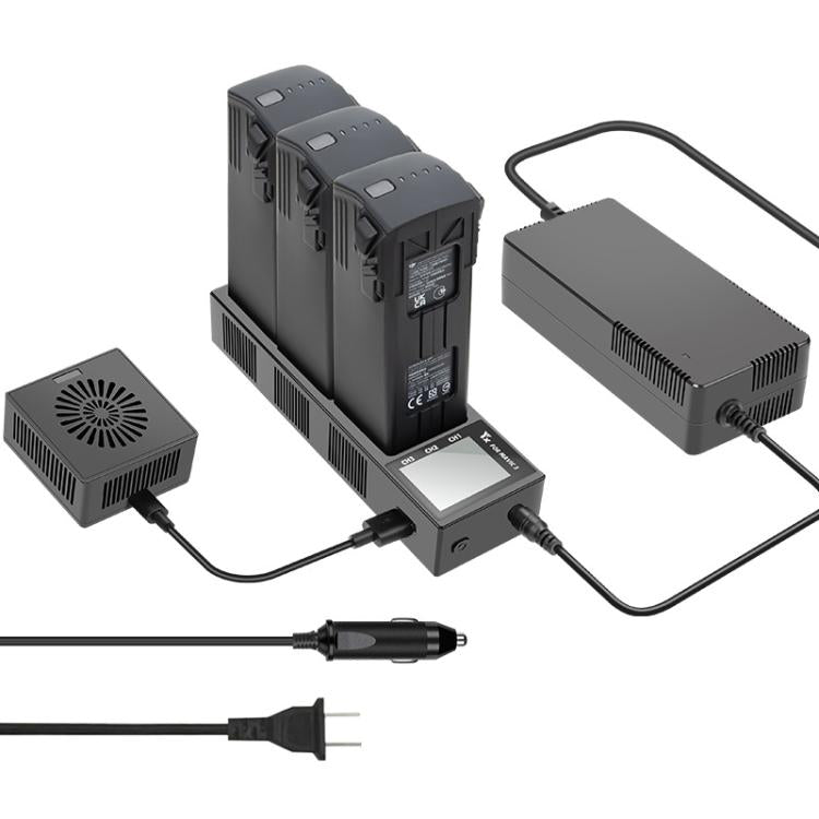 شاحن بطارية YX 3 في 1 مع موزع شحن ذكي بشاشة ملونة لطائرة DJI Mavic 3، قابس أمريكي، قابس أسترالي، قابس أوروبي، قابس بريطاني