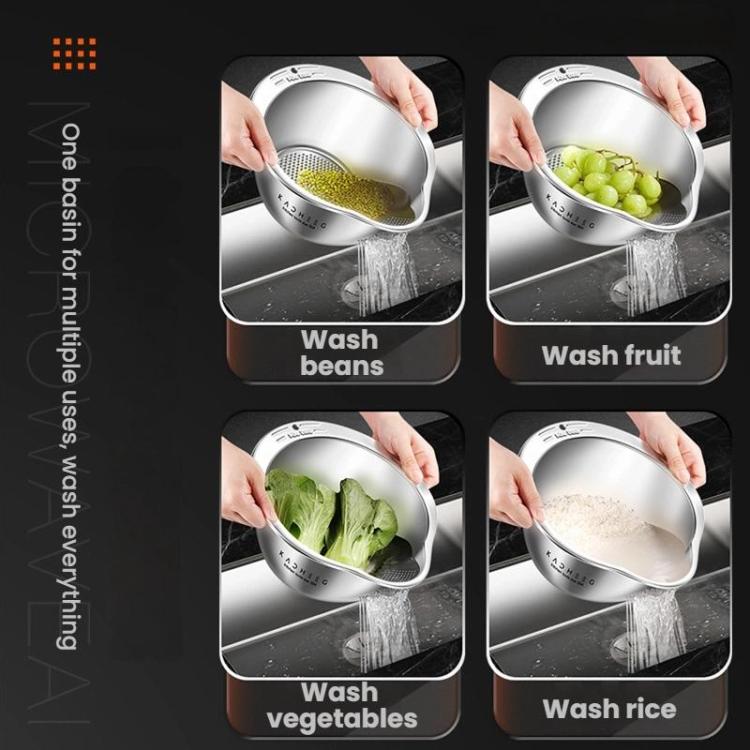 Kacheeg 304 Stainless Steel Multi-Purpose Colander, Vegetable & Rice Strainer, Washing Basket, 24cm