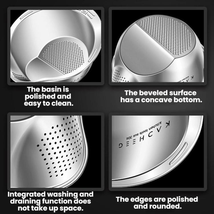 Kacheeg 304 Stainless Steel Multi-Purpose Colander, Vegetable & Rice Strainer, Washing Basket, 24cm