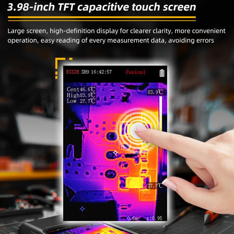 BSIDE SH9 Infrared Thermal Imaging Multimeter Touchscreen High-Definition Thermal Imaging Thermometer Electrical Floor Heating Inspection