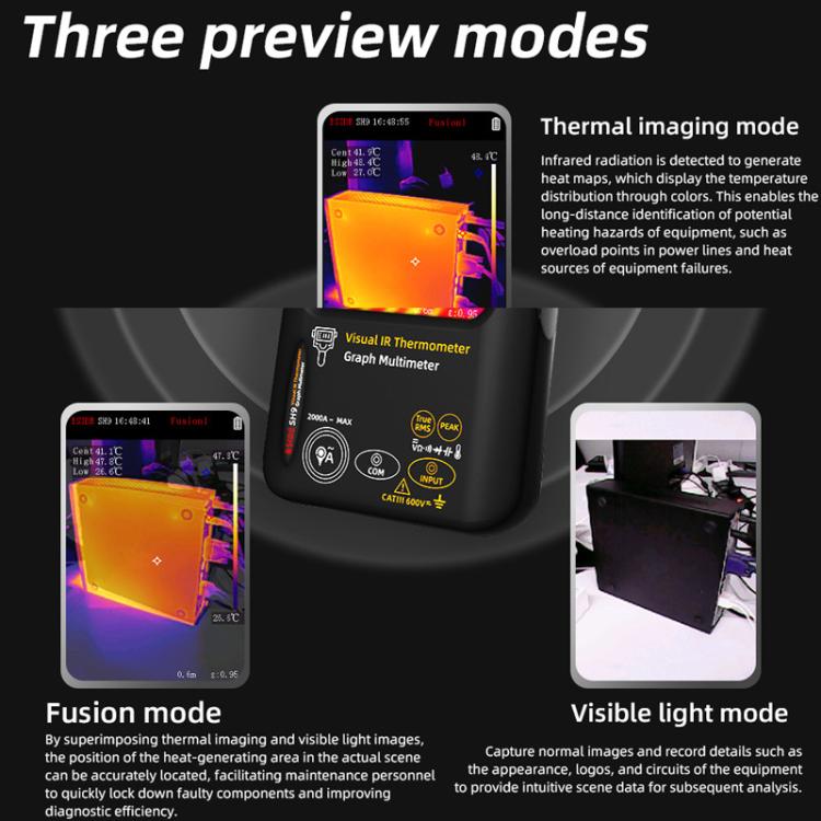 BSIDE SH9 Infrared Thermal Imaging Multimeter Touchscreen High-Definition Thermal Imaging Thermometer Electrical Floor Heating Inspection