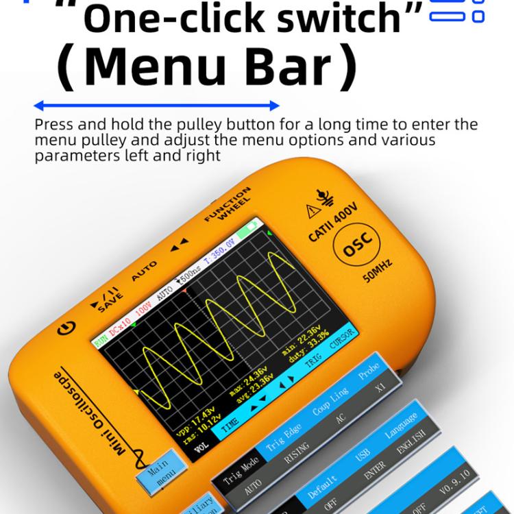 Miniature Oscilloscope Signal Generator Rechargeable Handheld Color Screen 50MHz Oscilloscope