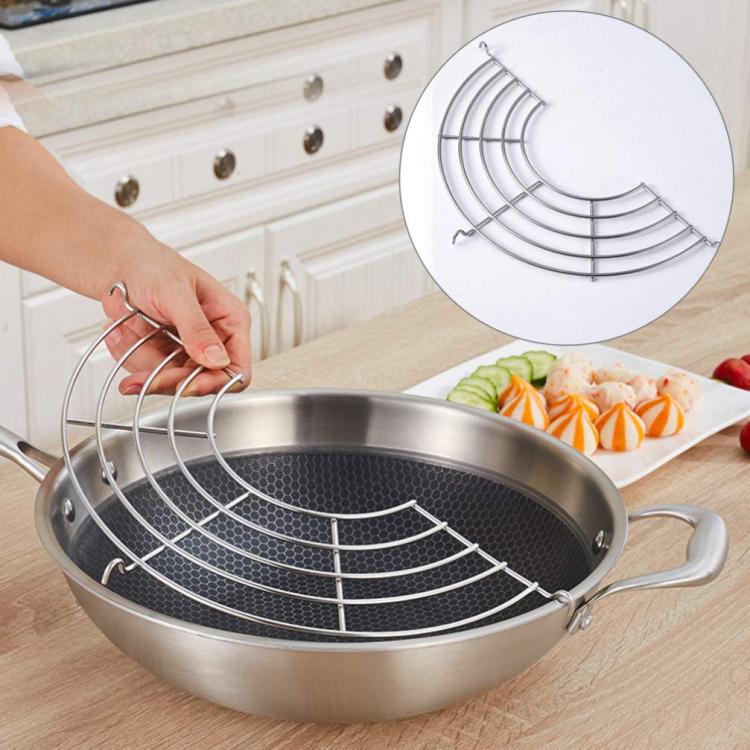 Stainless Steel Semi-circular Pot Edge Oil Drain Rack, 26cm Thickness 2.5mm, 32cm Thickness 2.5mm, 26cm Thickness 3.0mm, 32cm Thickness 3.0mm