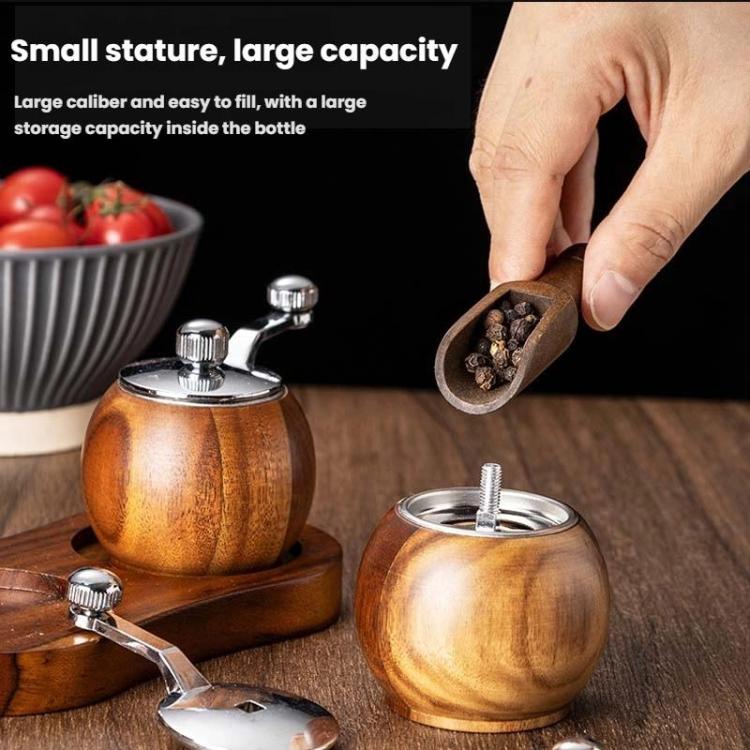 Ball Pepper Mill Hand-Crank Mini Ceramic Core Multi-Purpose Grinder, Single, Double+Base