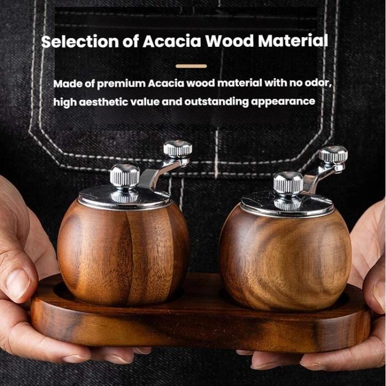 Ball Pepper Mill Hand-Crank Mini Ceramic Core Multi-Purpose Grinder, Single, Double+Base