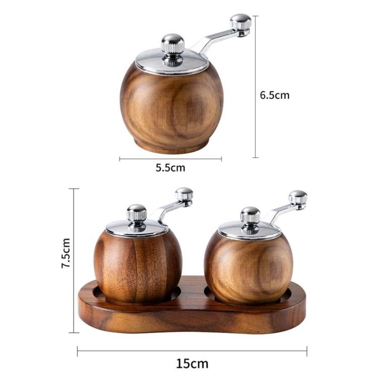 Ball Pepper Mill Hand-Crank Mini Ceramic Core Multi-Purpose Grinder, Single, Double+Base