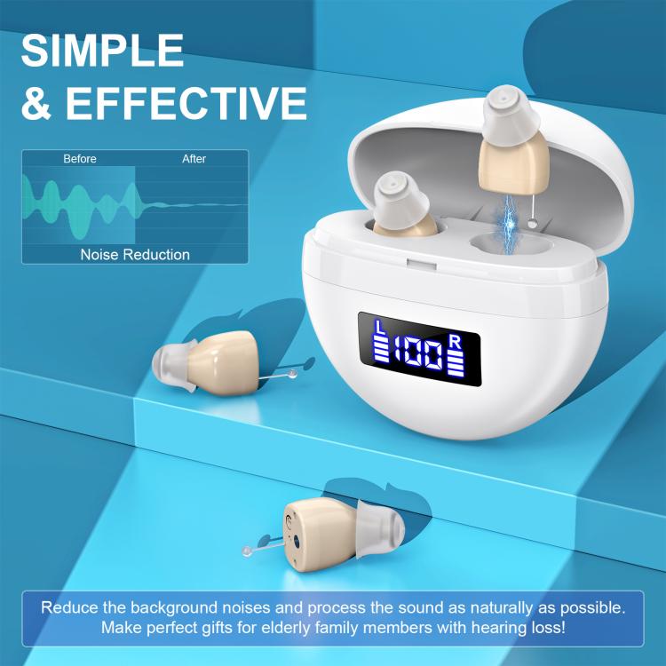 Hearing Aids With Digital Display Charging Case Noise Cancelling Invisible In-Ear Sound Amplifier