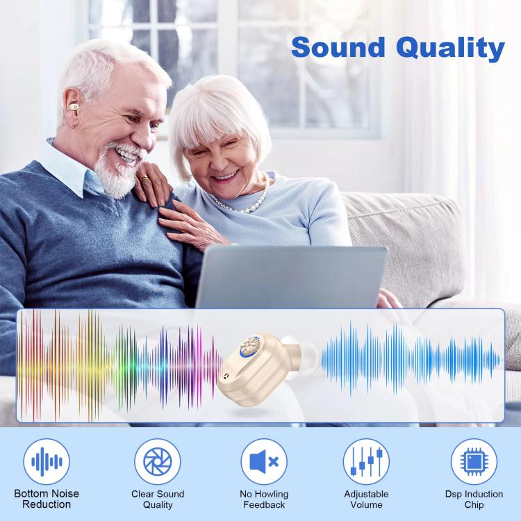 Invisible In-Ear Hearing Aids with Charging Case & Digital Display Noise Cancelling Feedback-Free Sound Amplifier