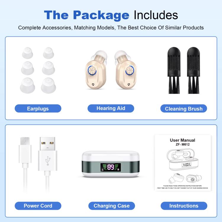 Invisible In-Ear Hearing Aids with Charging Case & Digital Display Noise Cancelling Feedback-Free Sound Amplifier