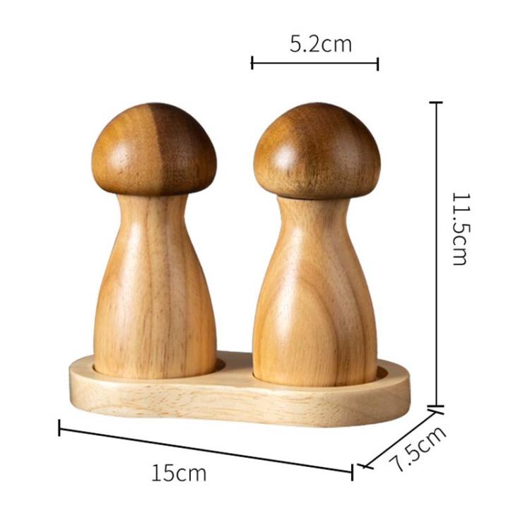 Mushroom Shaped Pepper Grinder Wooden Kitchen Grinding Tool, Single WIth Box, Double+Base