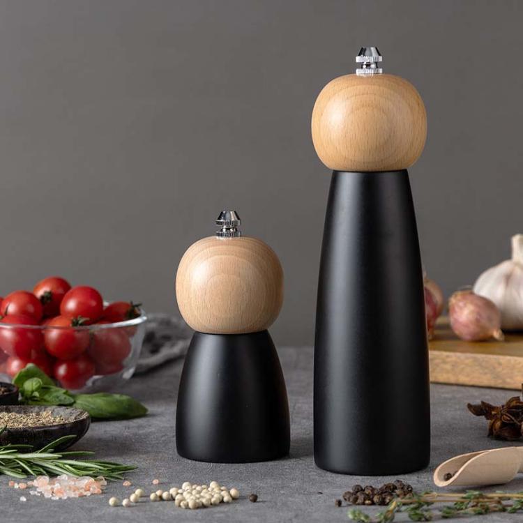 Round Head Manual Pepper Mill Ceramic Core Kitchen Tool, 4 inch With Box, 8 inch With Box