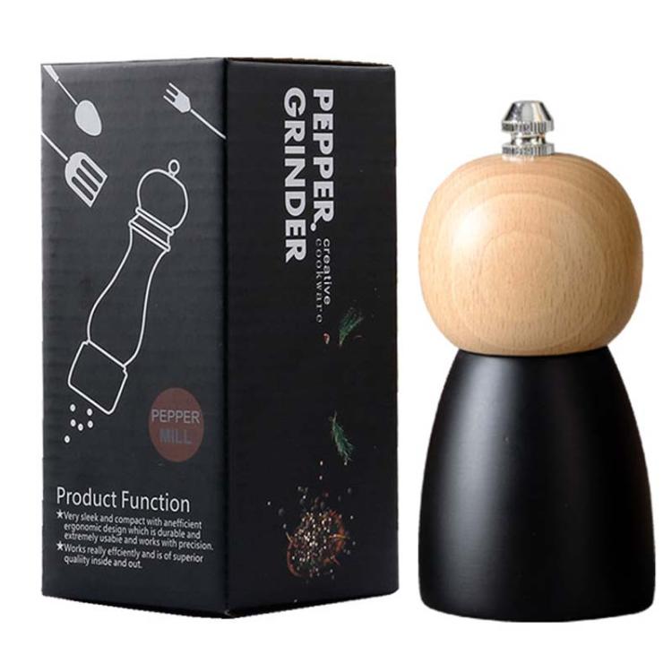 Round Head Manual Pepper Mill Ceramic Core Kitchen Tool, 4 inch With Box, 8 inch With Box
