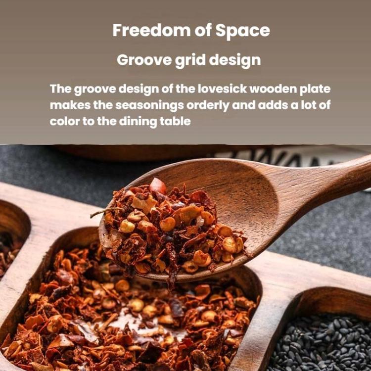 Solid Wood Dipping Dish Beef Barbecue Hot Pot Kimchi Flavor Snack Plate, 2 Grid, 3 Grid, 4 Grid