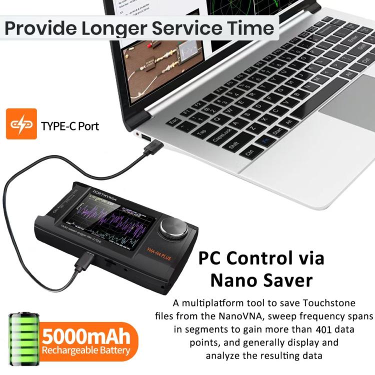 PORTXVNSA VNA-H4 Plus 4 inch IPS Screen Portable Handheld Vector Antenna Analyzer MF HF VHF UHF
