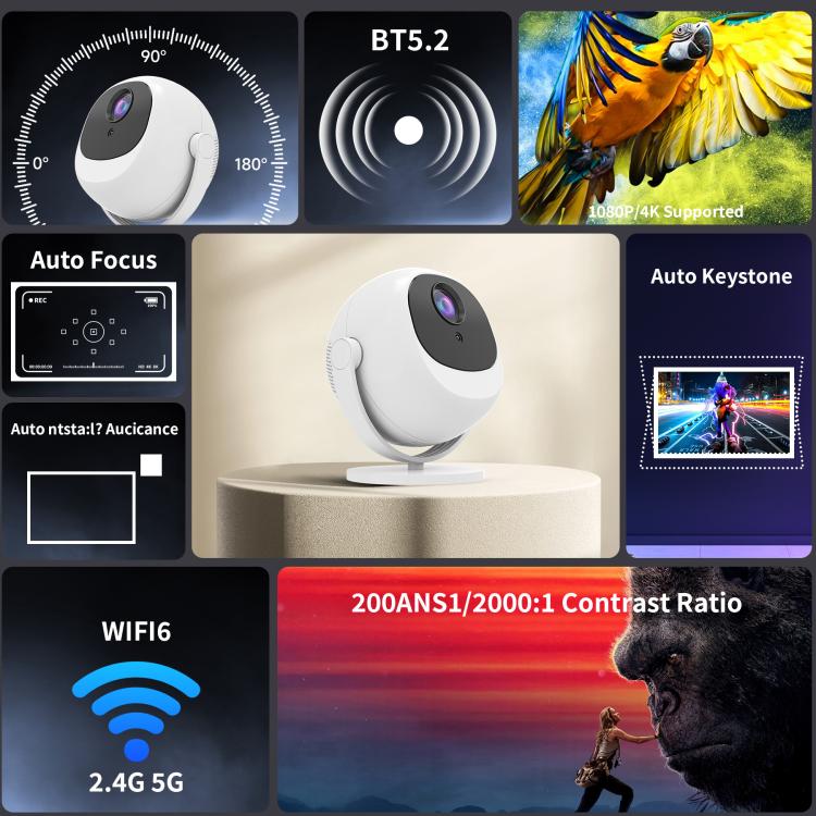 5G Dual-Band 4K High-Definition Intelligent Ball Android Projector