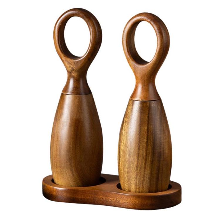 7 Inch Manual Acacia Wood Ceramic Core Grinder Multi Purpose Grinder, Single, Double+Base