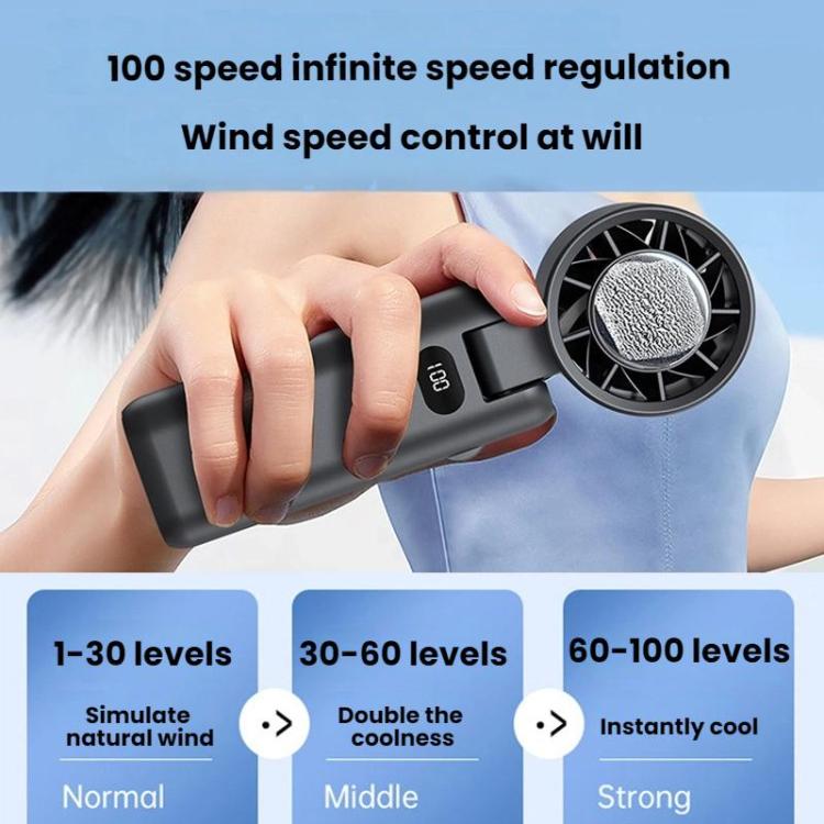 WT21 Handheld Cooling Fan Foldable Ice Pack Fan With Battery Level Display