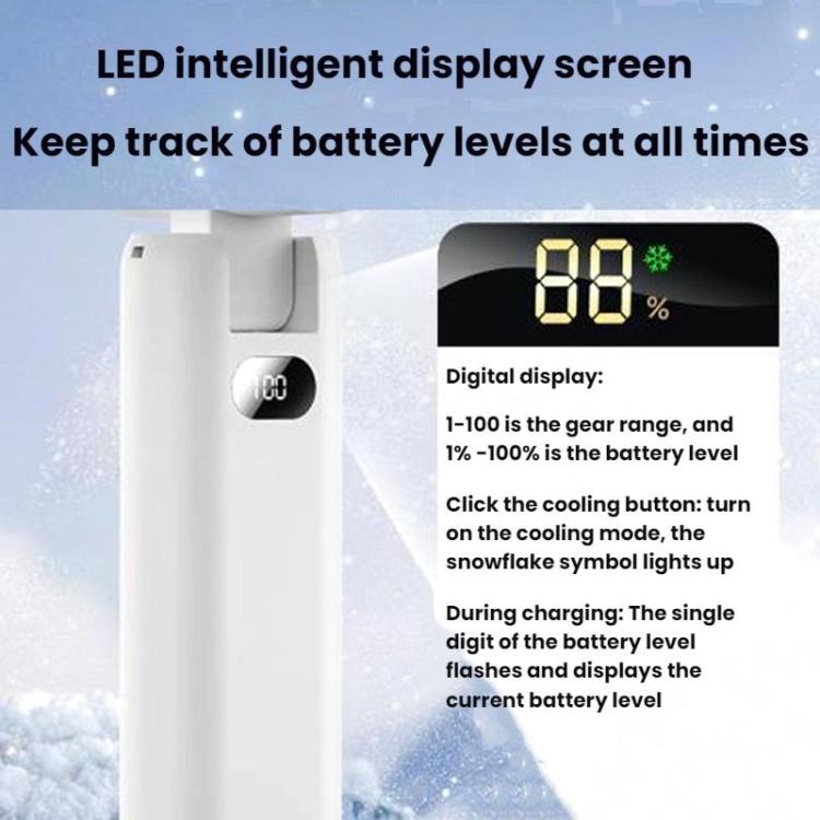 WT21 Handheld Cooling Fan Foldable Ice Pack Fan With Battery Level Display