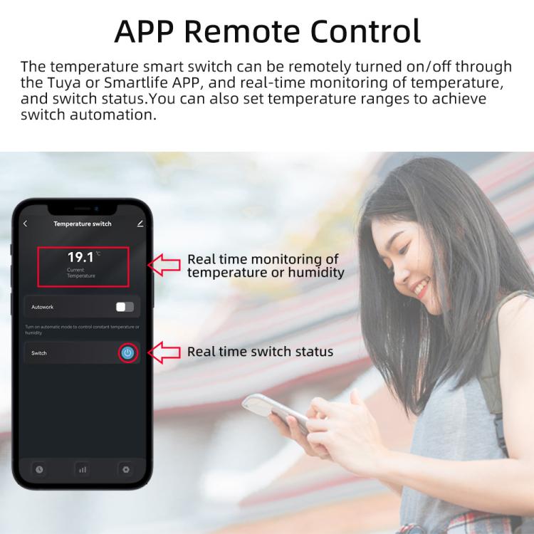 Graffiti WIFI Temperature Dry Contact Switch Module APP Remote Control Switch, Supports Google / Alexa Voice