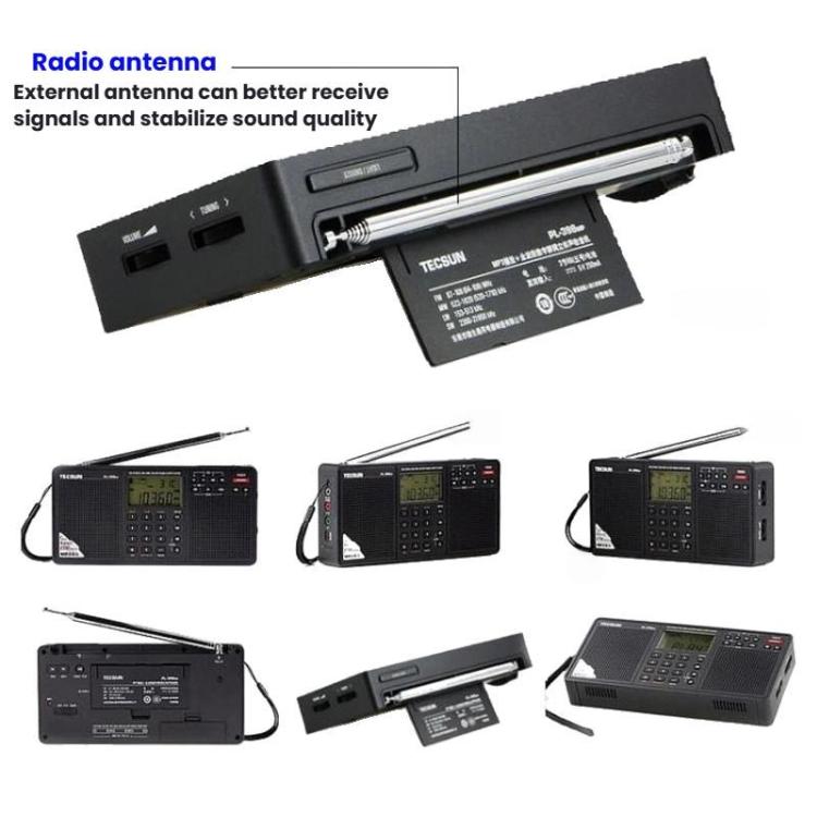 TECSUN PL-398MP Stereo Portable Full-Band Digital Tuning Radio Support SD Card Playback