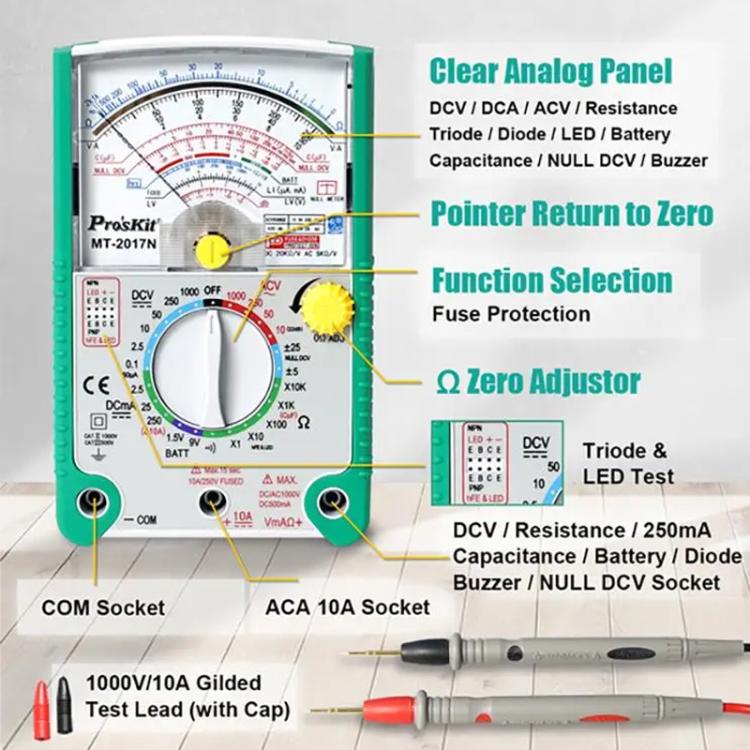 Analog Multimeter 26 Range Misoperation-Proof Burn-Proof Electrical Meter