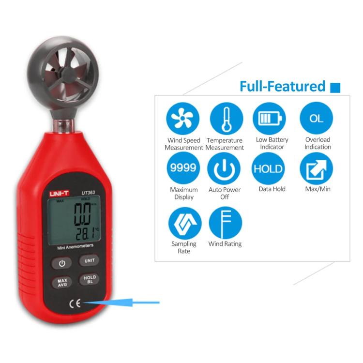 Digital Anemometer Wind Speed Meter 12-Level Dynamic Indicator