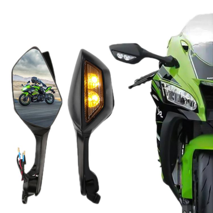 Motorcycle Rearview Mirror With LED Light For Kawasaki ZX-10R 2011-2015