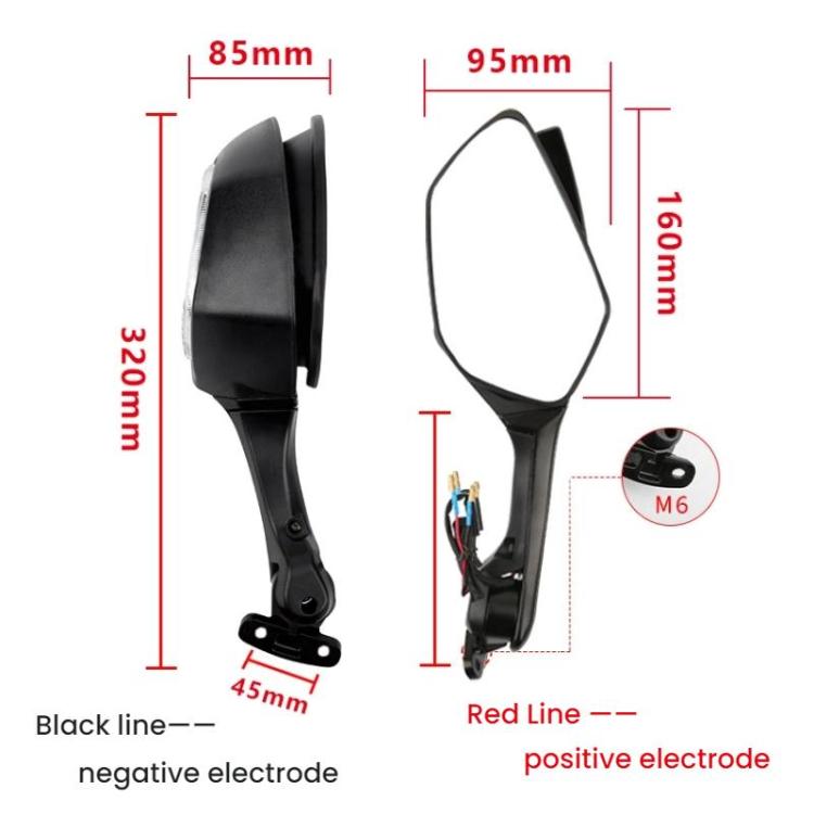 Motorcycle Rearview Mirror With LED Light For Kawasaki ZX-10R 2011-2015