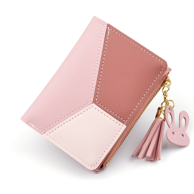 Short Leather Women Zipper Purse Panelled Wallets Trendy Coin Purse