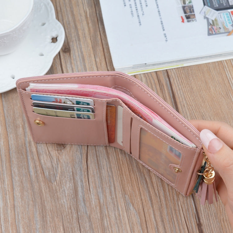 Short Leather Women Zipper Purse Panelled Wallets Trendy Coin Purse