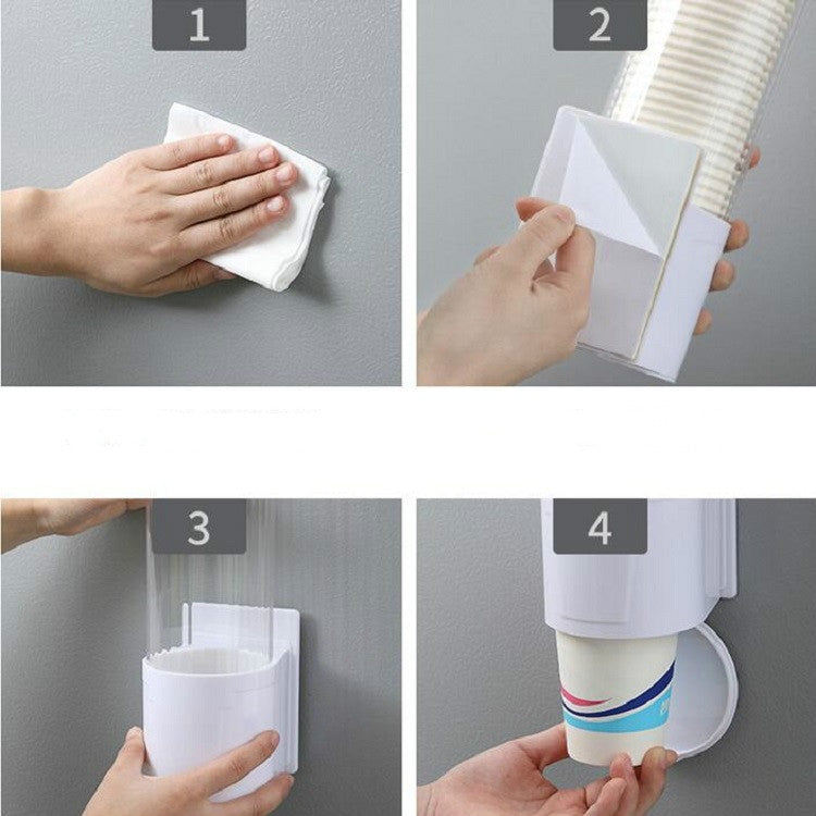 Household Disposable Cup Holder Wall-mounted Rack Convenient Dustproof Automatic Cup Taker, Large White