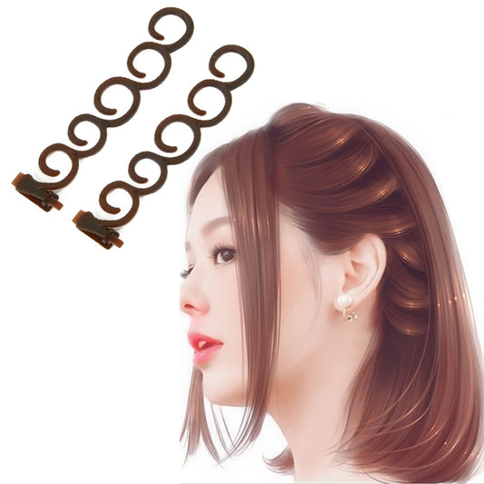 Elegance Hair Braider Flower Magic Hair Clip Queue Twist Plait Hairstyle Styling Accessories,Size:13.5x2.5cm, Black, 6090 Coffee
