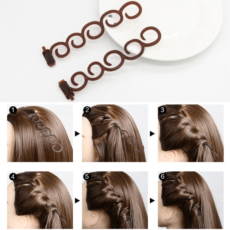 Elegance Hair Braider Flower Magic Hair Clip Queue Twist Plait Hairstyle Styling Accessories,Size:13.5x2.5cm, Black, 6090 Coffee