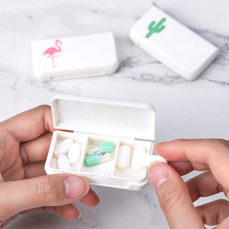 2 PCS Portable Mini Pill Case Medicine Boxes 3 Grids Travel Home Medical Drugs Container Holder Cases Storage Box, Flamingo, Letter, Cactus, Leaf, Pineapple