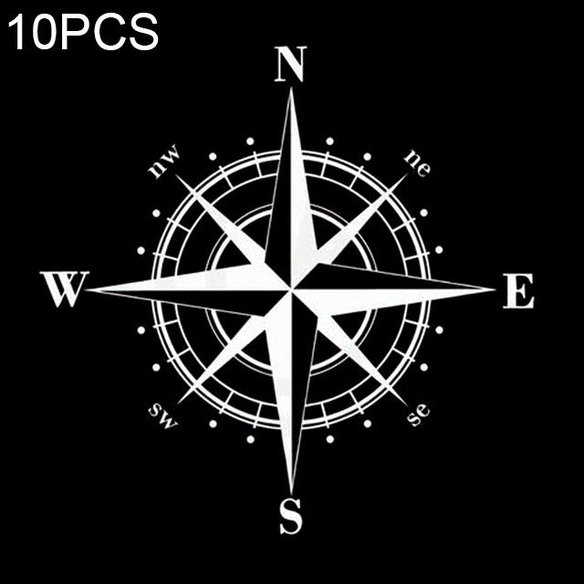 10pcs Art Design Vinyl NSWE Compass Car Stickers Decals Black/Silver, 10 PCS White + Black, 10 PCS Black + White