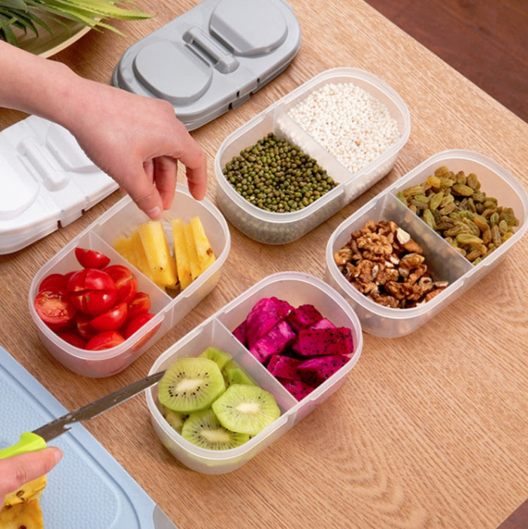 5 PCS Double Grid Kitchen Food Multigrain Sealed Jar Multifunctional Refrigerator Storage Box with Lid