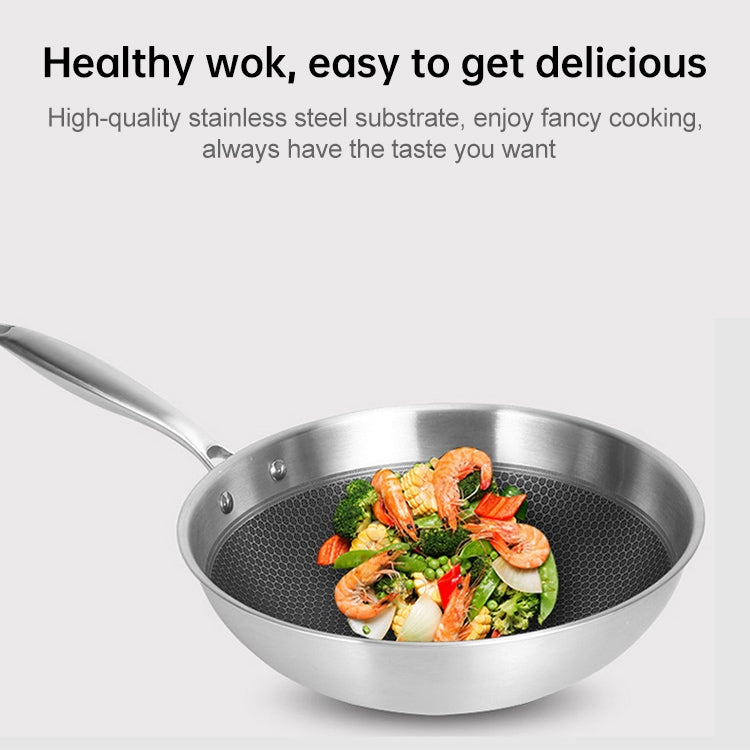 Household Honeycomb Stainless Steel Non-stick Frying Pan, 32cm Pot (without Lid), Lid