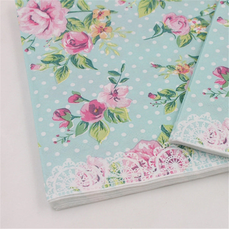 Colorful Printed Flower Wedding Banquet Napkins Placemats, Rose Flower