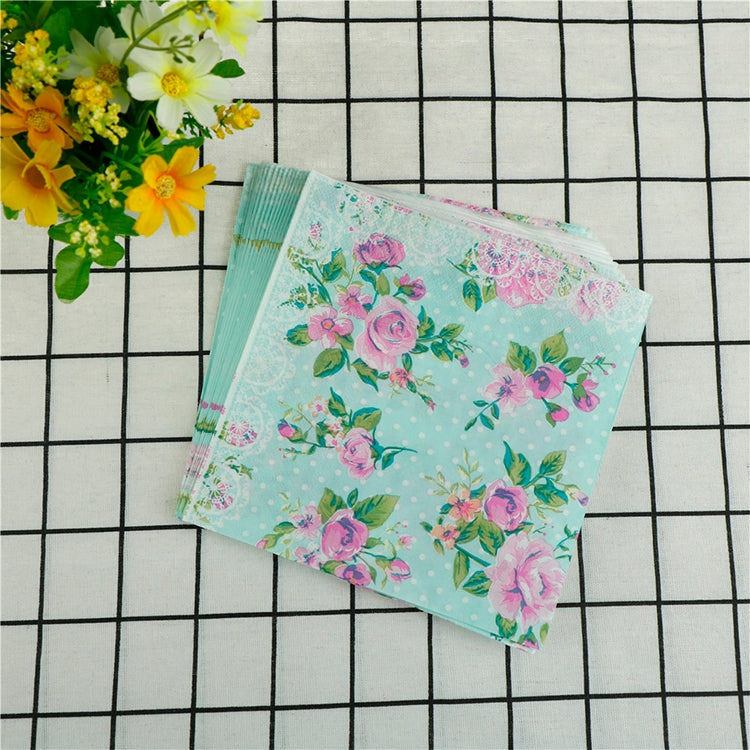 Colorful Printed Flower Wedding Banquet Napkins Placemats, Rose Flower