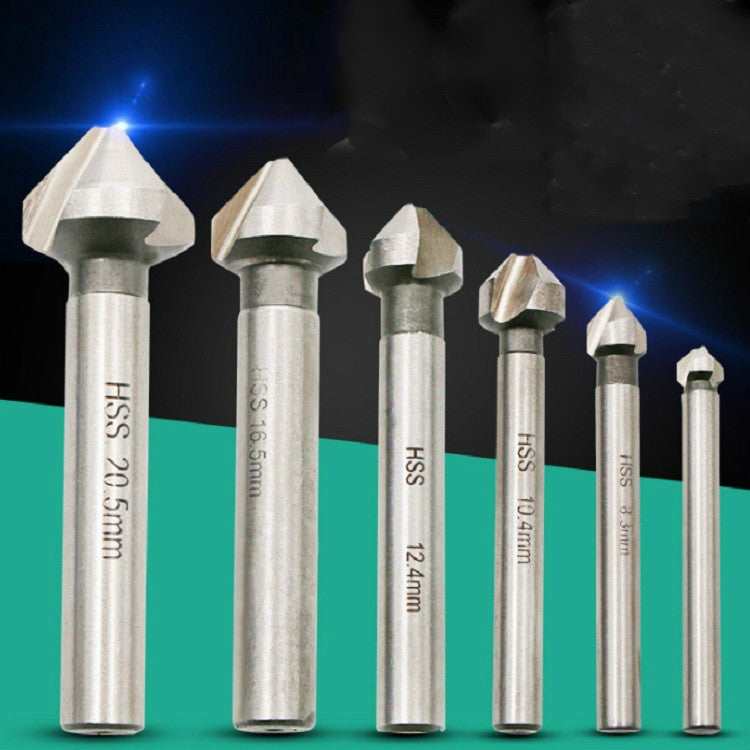 6 In 1 90 Degree Three-edge Chamfering Knife Woodworking Milling Cutter Chamfering Machine Hole Opener, Iron Box, Plastic Bag