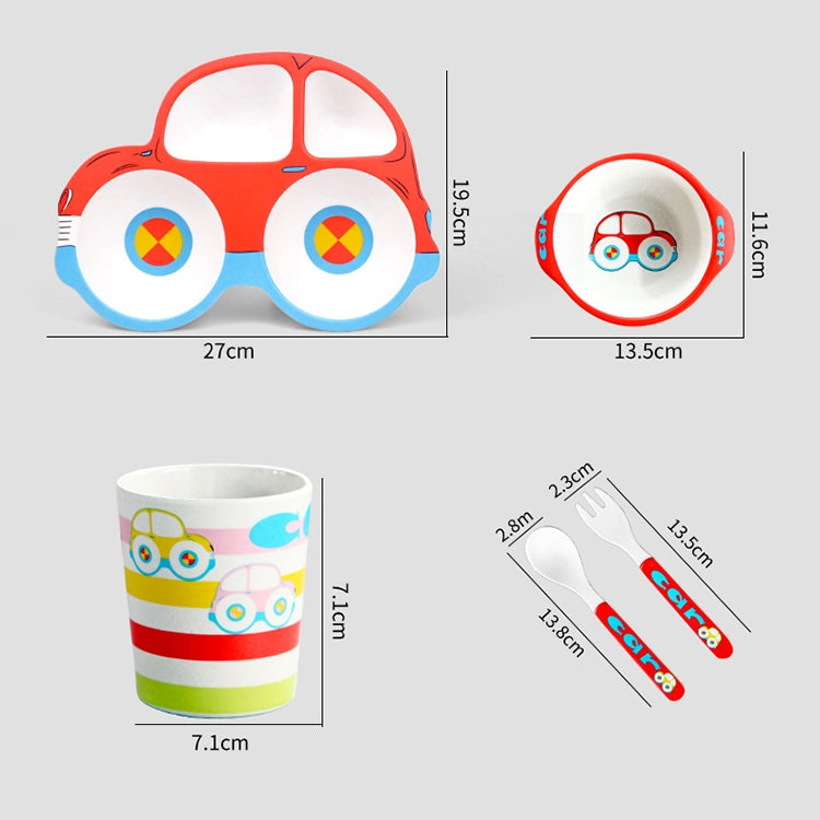 Bamboo Fiber Cartoon Dinner Plate For Children, 5 PCS / Set Red, 5 PCS / Set Yellow, 5 PCS / Set Green, 5 PCS / Set Pink