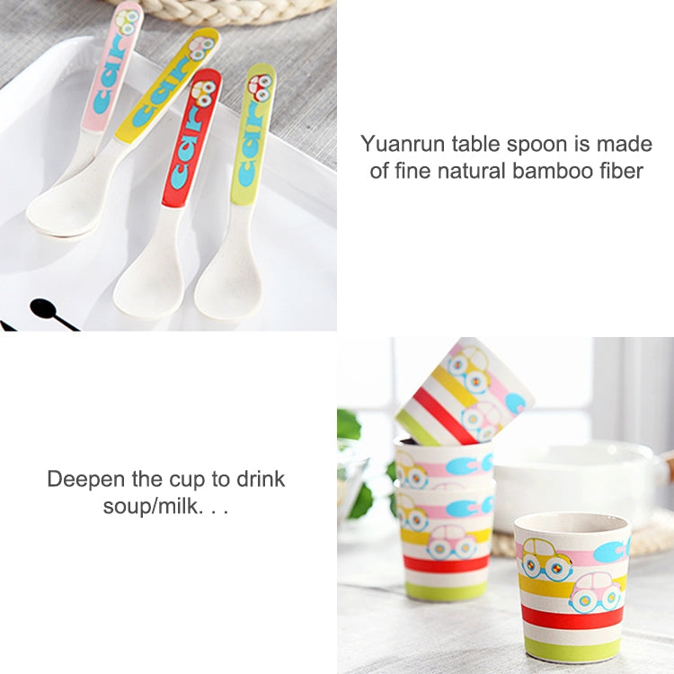 Bamboo Fiber Cartoon Dinner Plate For Children, 5 PCS / Set Red, 5 PCS / Set Yellow, 5 PCS / Set Green, 5 PCS / Set Pink