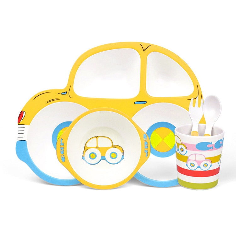 Bamboo Fiber Cartoon Dinner Plate For Children, 5 PCS / Set Red, 5 PCS / Set Yellow, 5 PCS / Set Green, 5 PCS / Set Pink