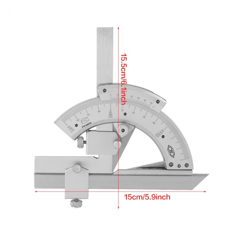 High Carbon Steel Non-parallax Trimmer Protractor Angle Measuring Ruler, Angle Measuring Ruler