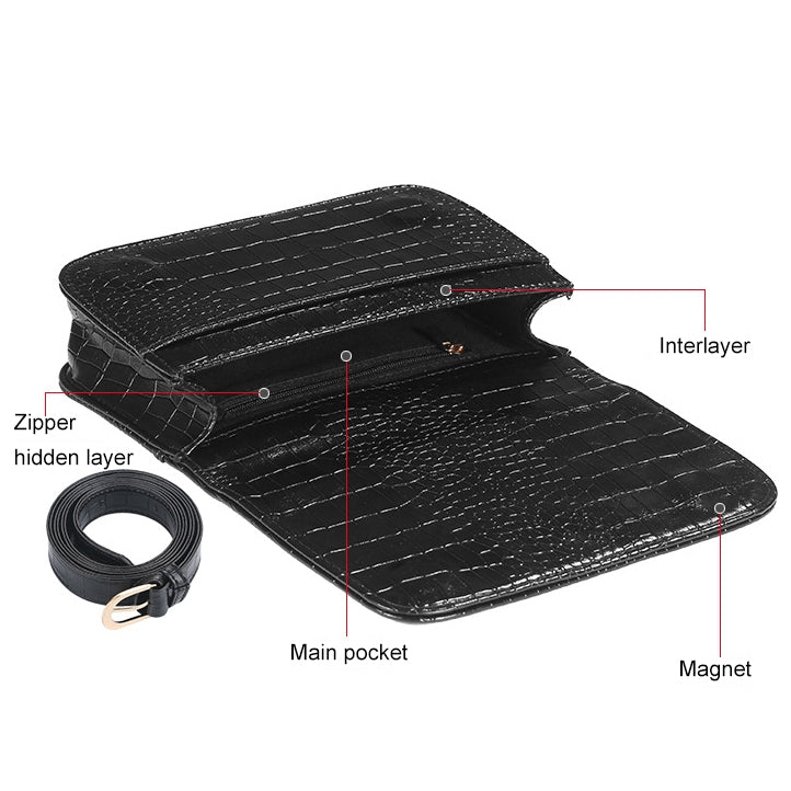 Vintage Women Alligator PU Leather Waist Pack Travel Belt Wallets Fanny Bags, Fanny Bags