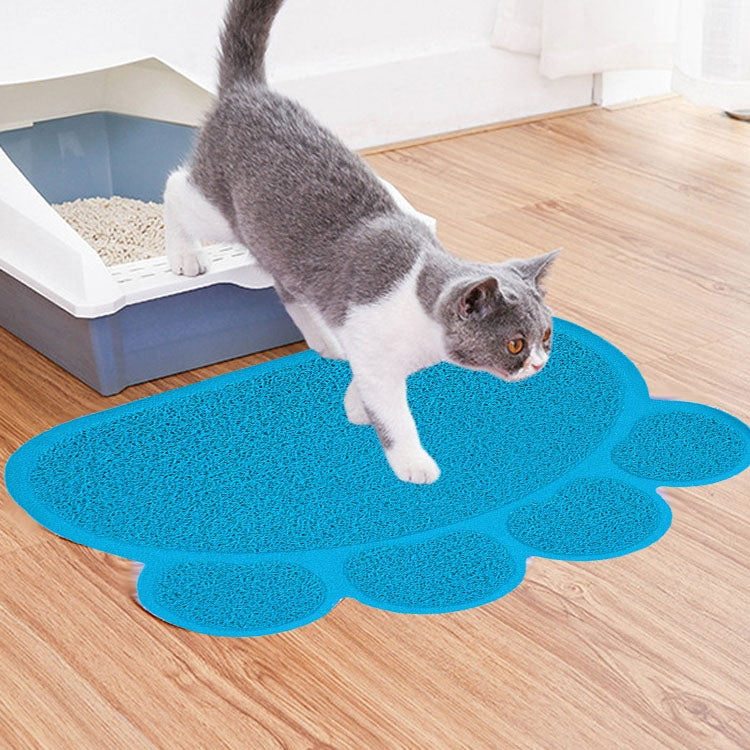 PVC Claw Shaped Cat Litter Mat Pet Placemat Anti-skid Floor Mat Pet Supplies, Rose Red, Yellow Green, Gray, Lake Blue, Coffee, Light Blue