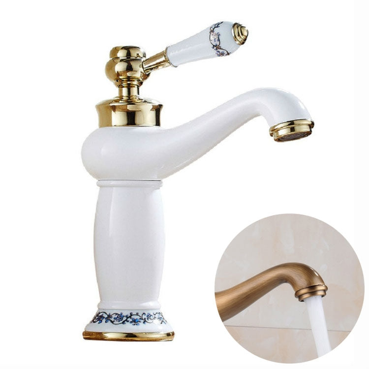 Copper Antique Hot Cold Double Blue White Porcelain Faucet, Black, Antique, Platinum, Black Gold