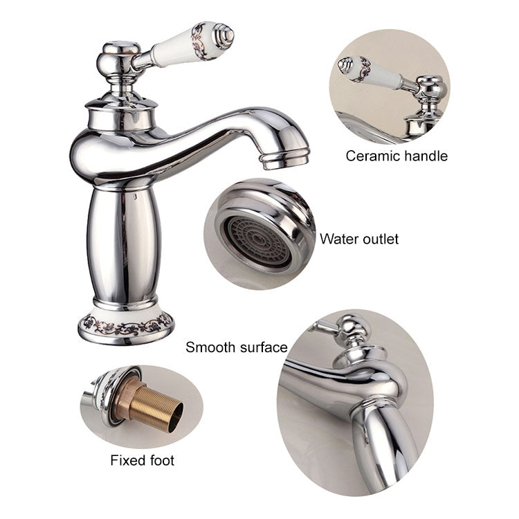 Copper Antique Hot Cold Double Blue White Porcelain Faucet, Black, Antique, Platinum, Black Gold