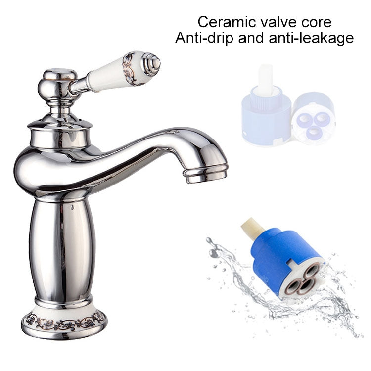 Copper Antique Hot Cold Double Blue White Porcelain Faucet, Black, Antique, Platinum, Black Gold