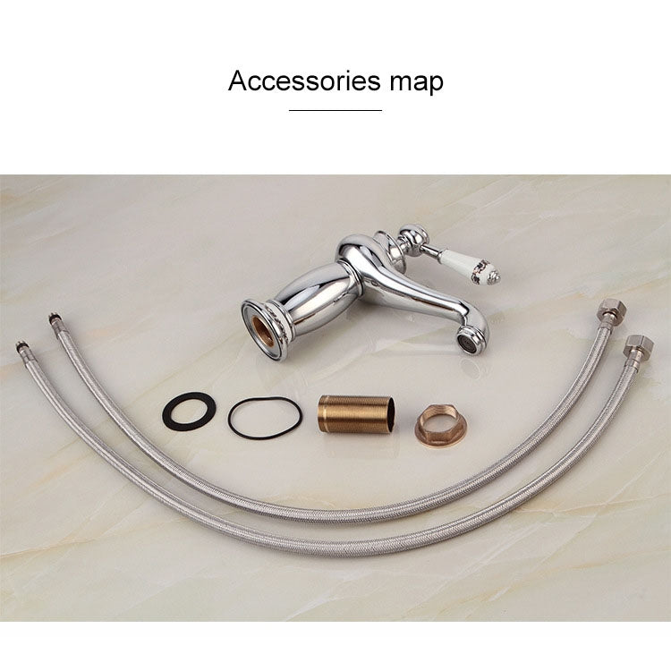 Copper Antique Hot Cold Double Blue White Porcelain Faucet, Black, Antique, Platinum, Black Gold